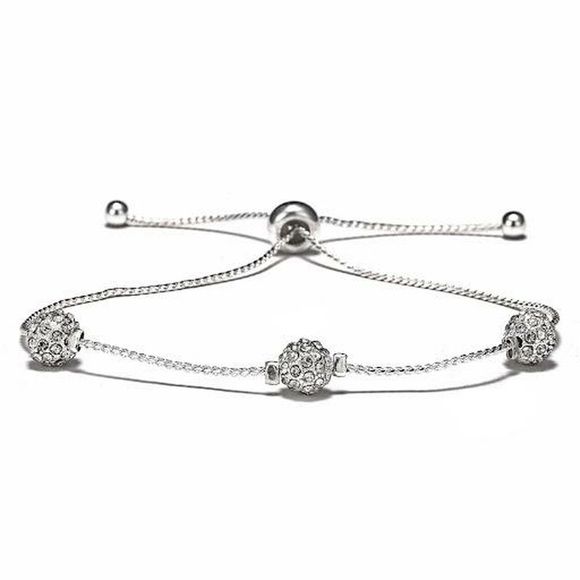 Swarovski Crystal Fireball Slider Bracelet Sterling Silver Overlay - Picture 1 of 11